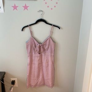Pink gingham mini dress